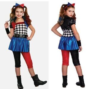 Dreamgirl Lil’ Harlequin Joker Girls Costume Sz 4-6 Villain Halloween Dress Set